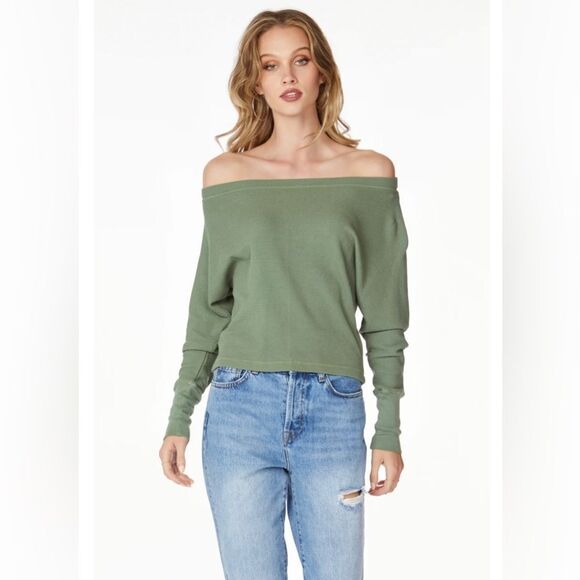 NWT Bobi Taupe Wide Boat Neck Dolman Thermal Long Sleeve Tee Size L - Picture 5 of 8